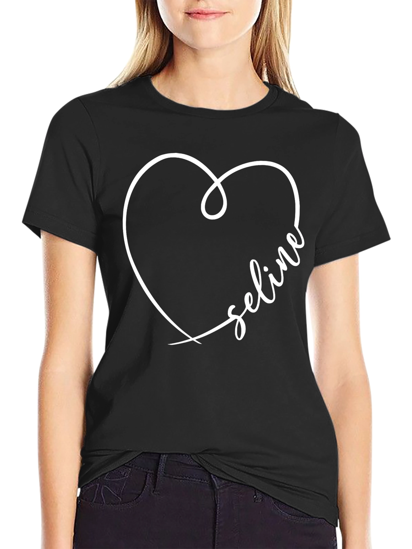 Celine Heart Graphic Black T-Shirt