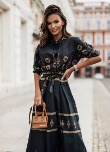 Women's Casual Linen Lace-Up Dress, Retro Style