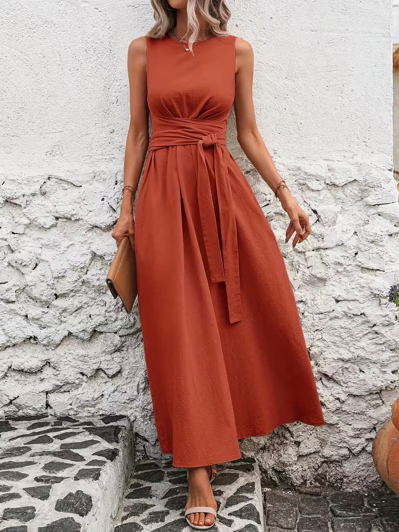 Women's Casual Solid Color Strap Sleeveless A-Line Dress