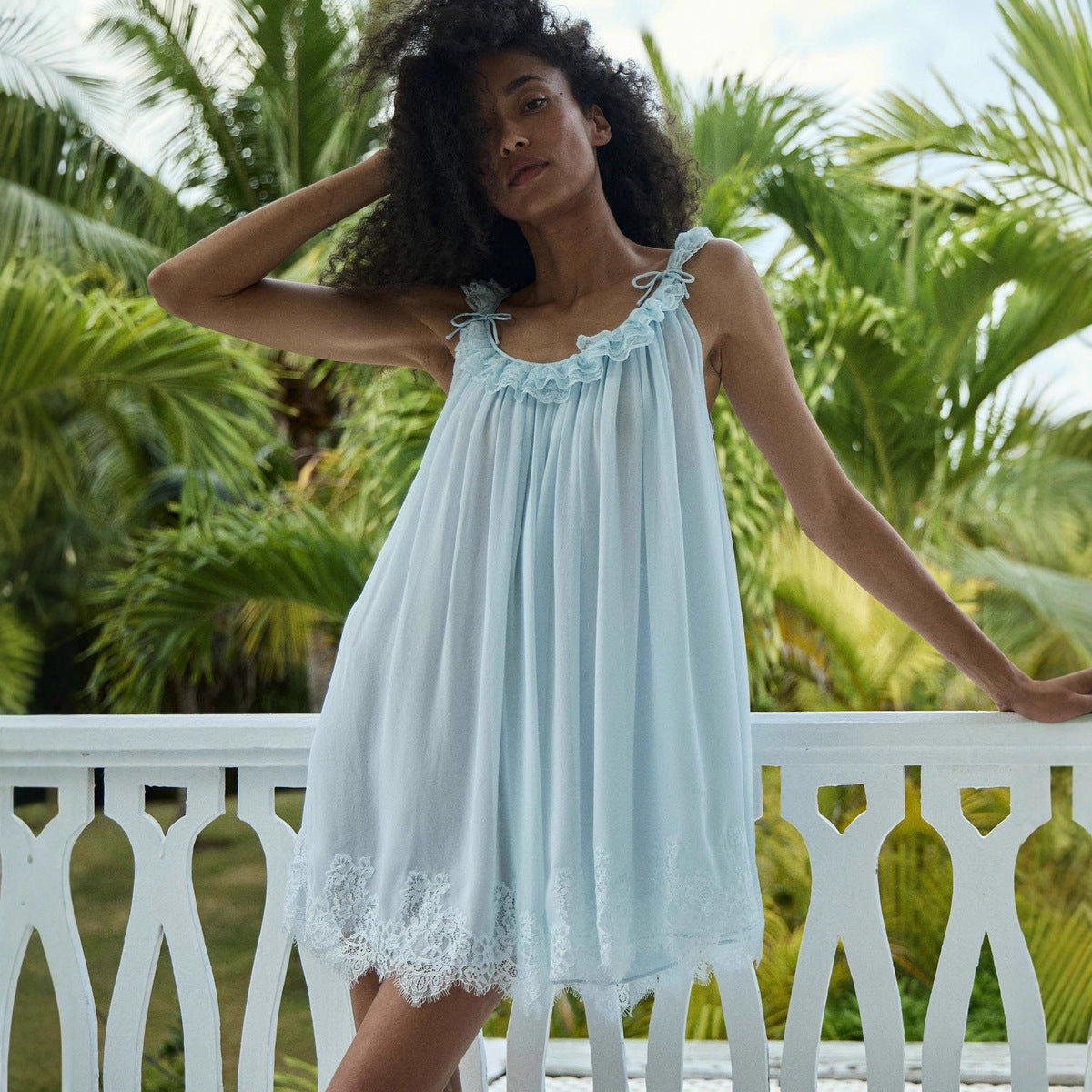 Women's Vacation Casual Lace Stitching Solid Color Dress