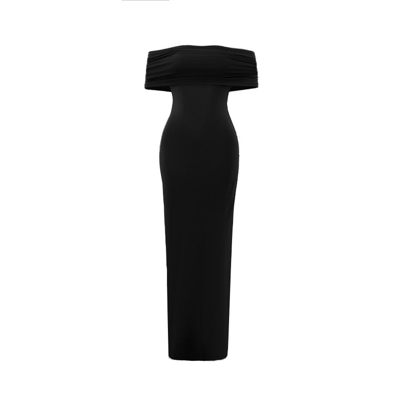 Women's Sexy Off-Shoulder Solid Color Maxi Dress