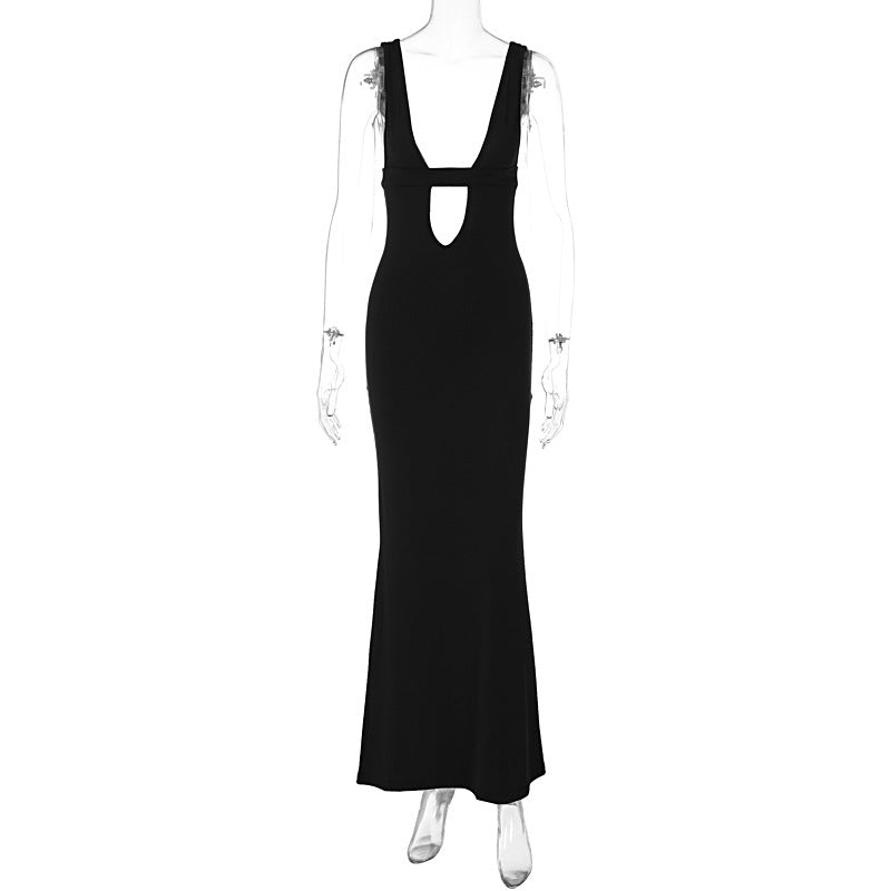 Women's Sexy Deep V Hollow Tight Maxi Dress