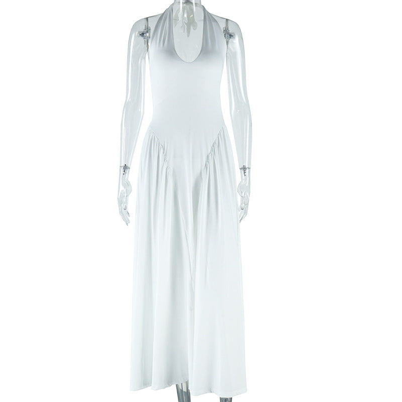 Women's Sexy Halter Neck Backless Sleeveless Maxi Dress