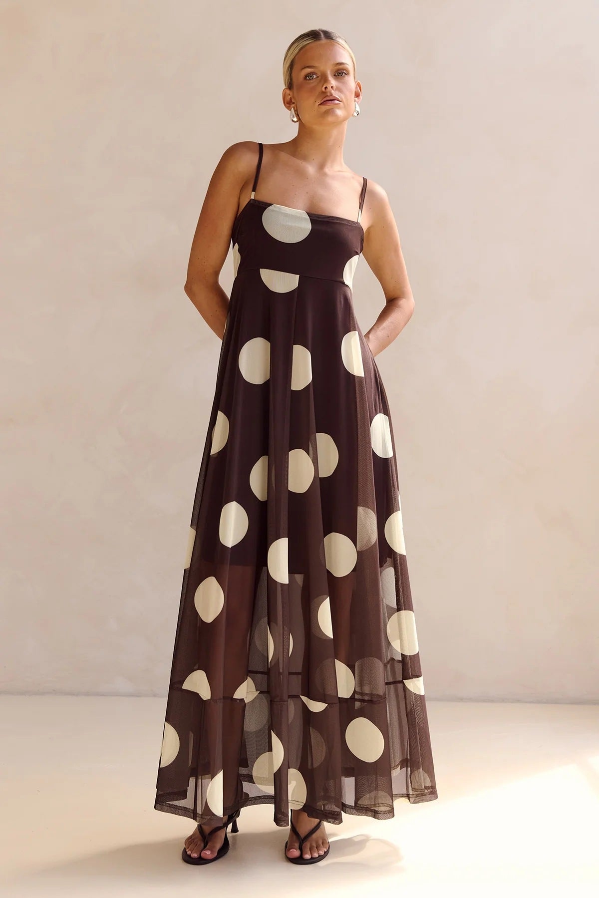 Women's Summer Polka Dot Print Spaghetti Straps Dress