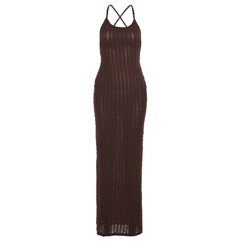 Women's Sexy Solid Backless Maxi Dress
