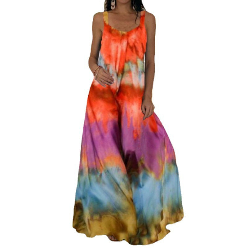 Women's Casual Summer Tie-Dye 3d Print Sleeveless Loose Dress