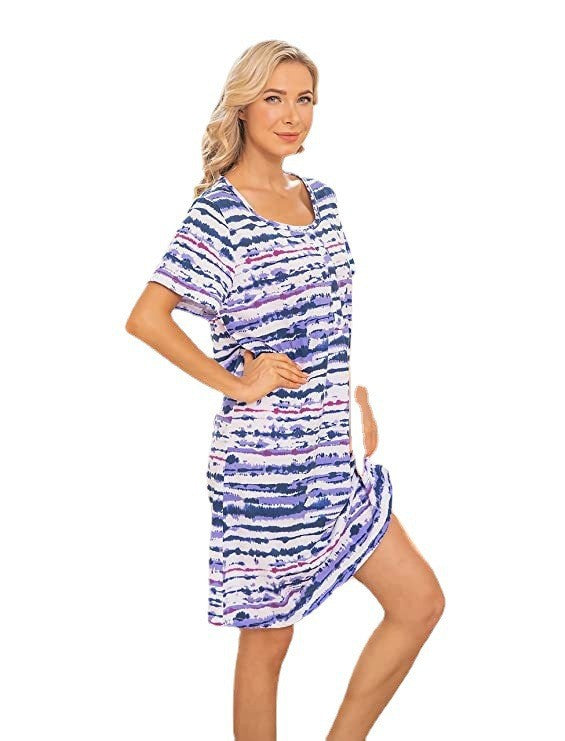 Women's Casual Summer Tie-Dye Short Sleeve Loose Dress