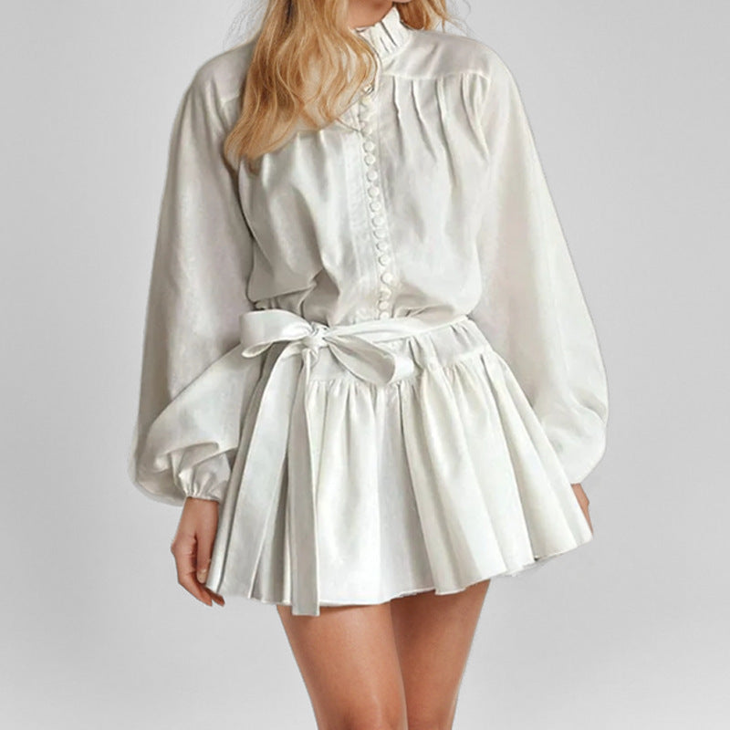Women's Elegant Print A-Line Long Sleeve Dress