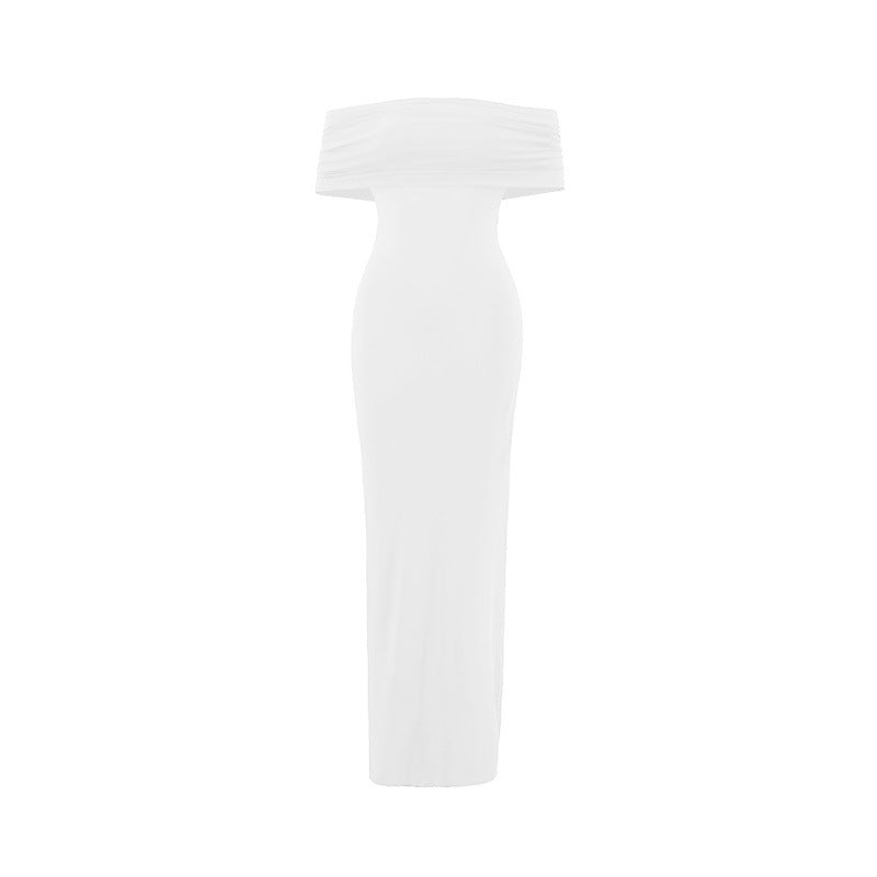 Women's Sexy Off-Shoulder Solid Color Maxi Dress