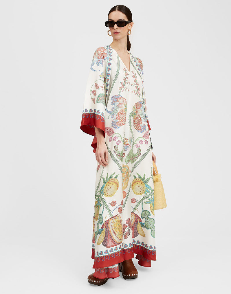Women's Summer Casual V-Neck Floral Print Oversize Dress