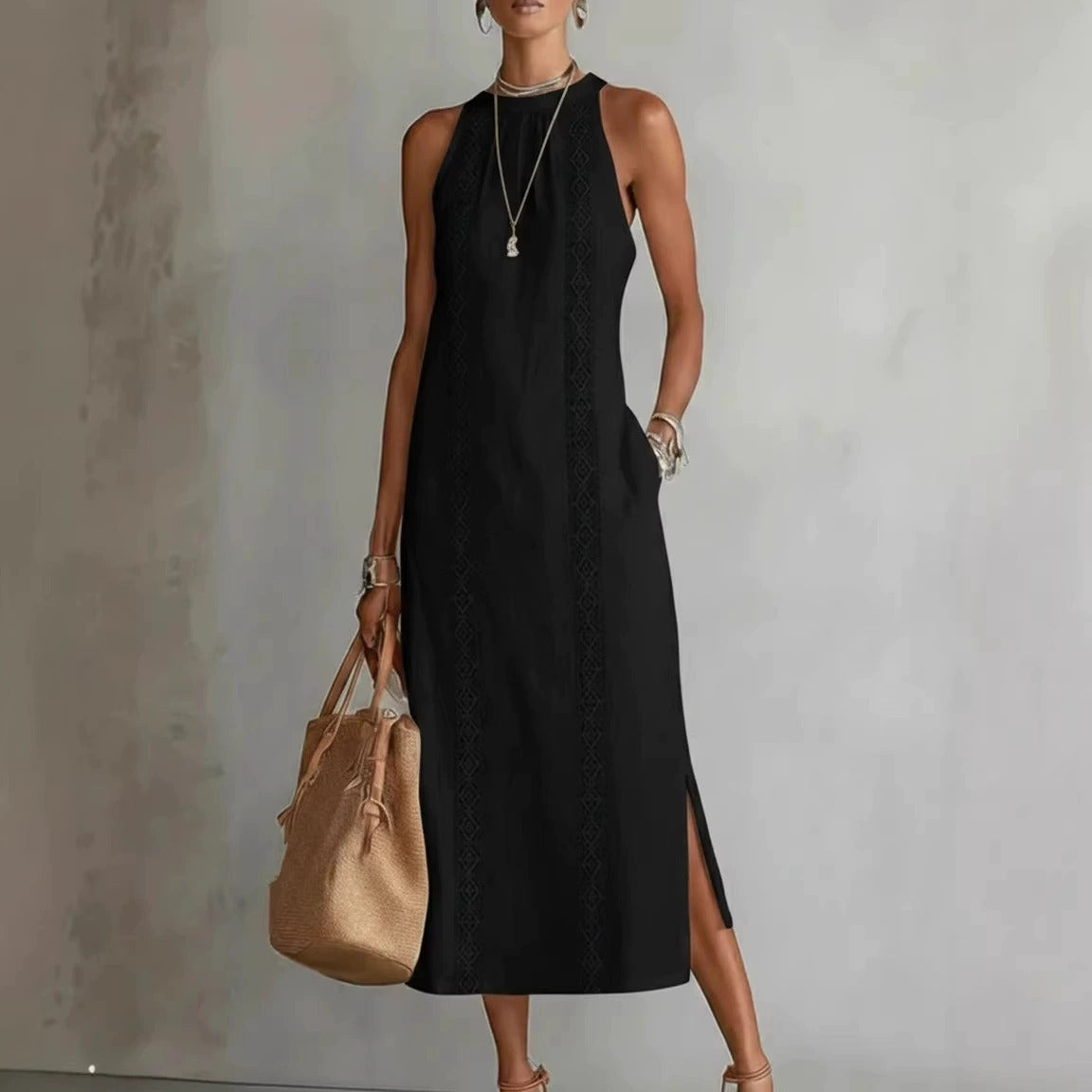Women's Casual Summer Solid Color Sleeveless Loose Dress