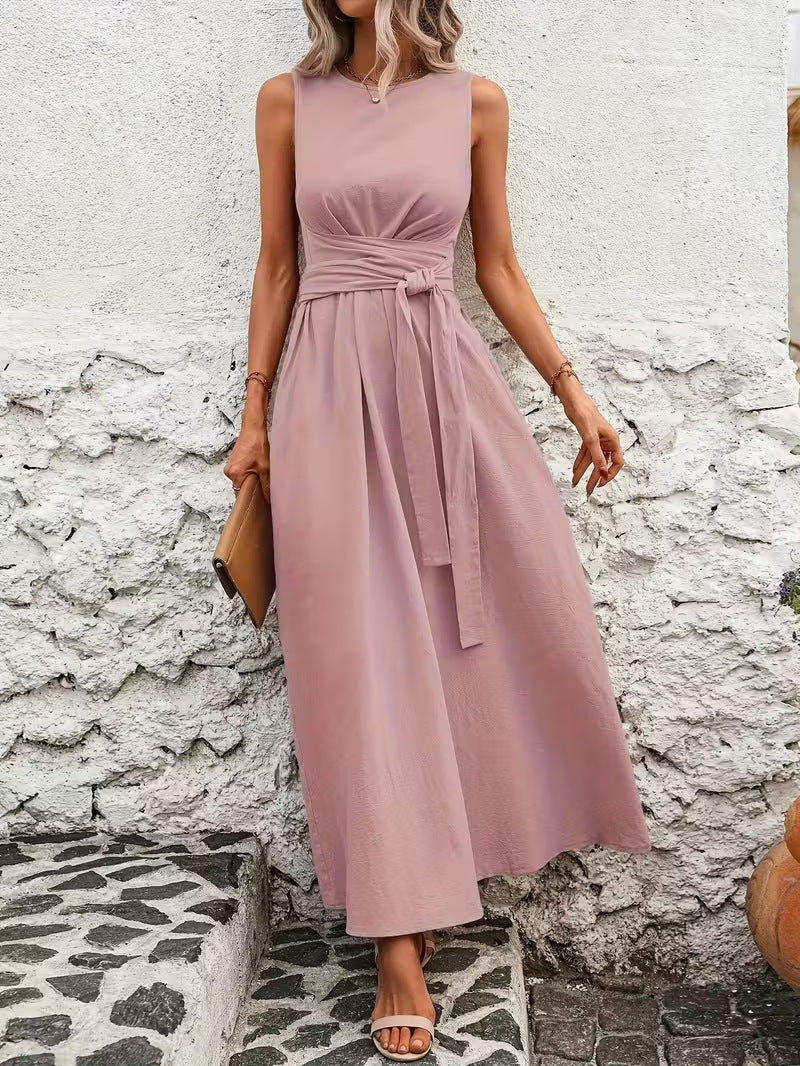 Women's Casual Solid Color Strap Sleeveless A-Line Dress