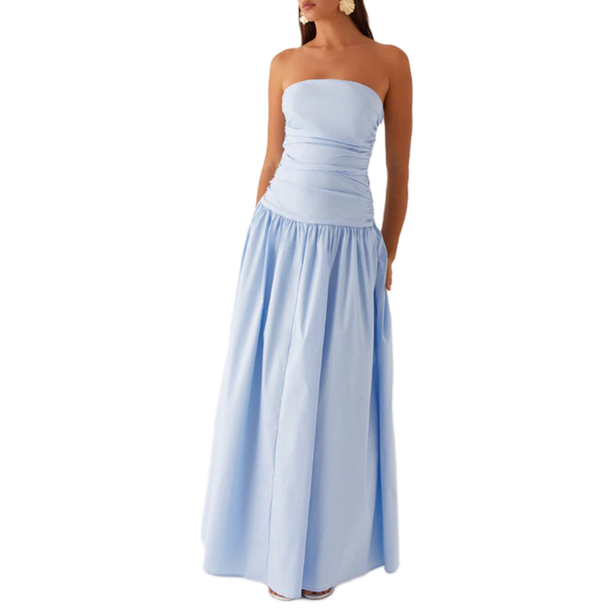 Women's Sexy Elegant Summer Tube Top Slim Fit Pleated Dress