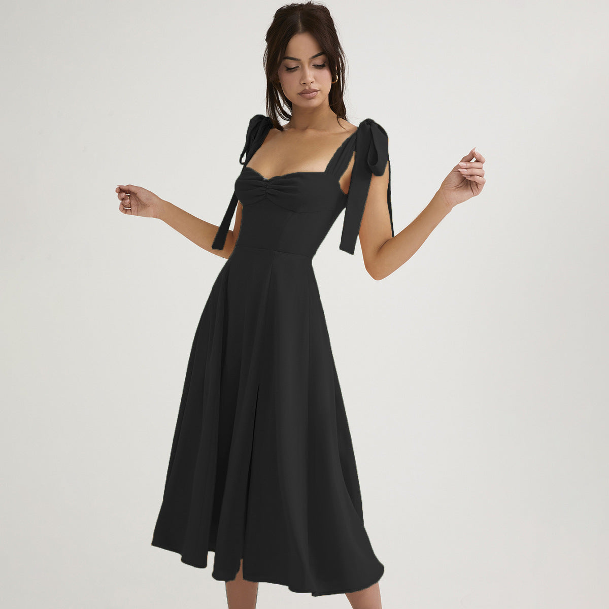 Women's Casual Solid Color Strap Midi A-Line Dress