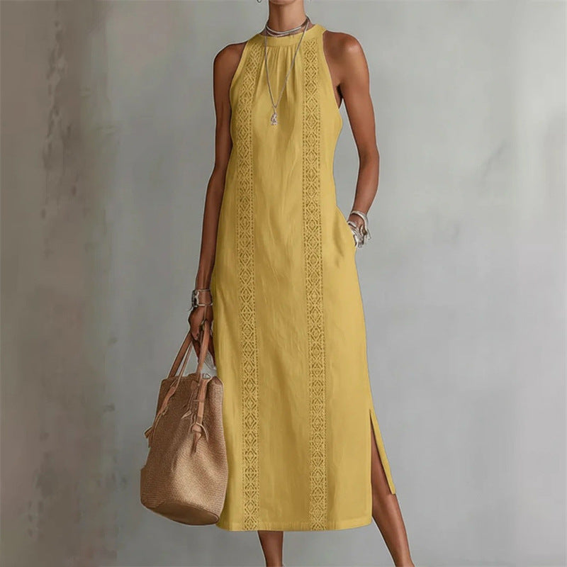 Women's Casual Summer Solid Color Sleeveless Loose Dress