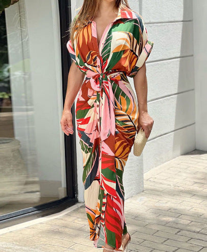 Women's Casual Solid Color Single-Breasted Shirt Dress
