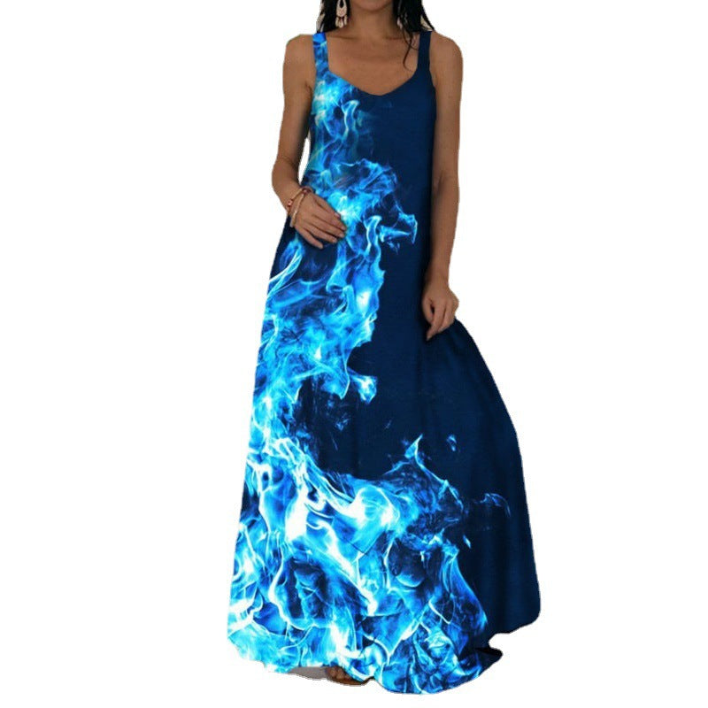 Women's Casual Summer Tie-Dye 3d Print Sleeveless Loose Dress