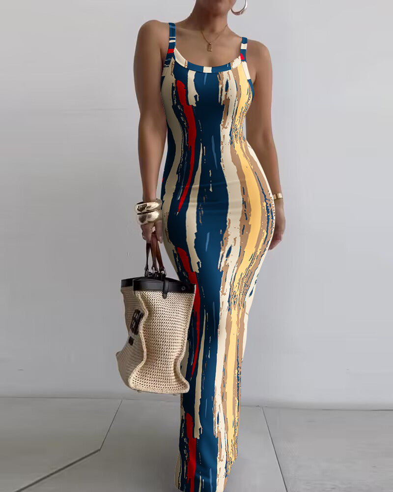 Women's Sexy Skinny Sling Maxi Dress, Solid Color