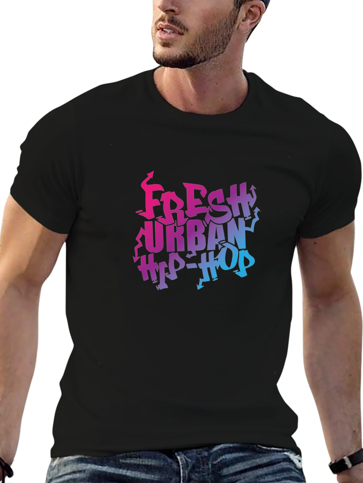 Fresh Urban Hip-Hop Black Graphic Tee