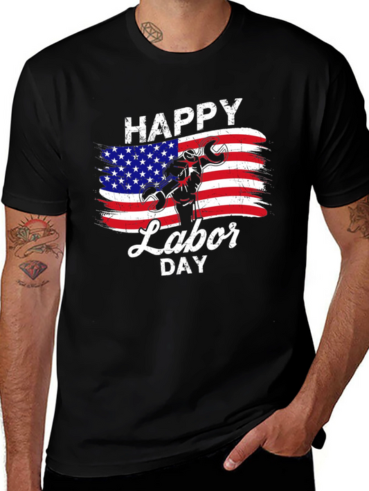 Happy Labor Day T-Shirt - Patriotic USA Flag Graphic