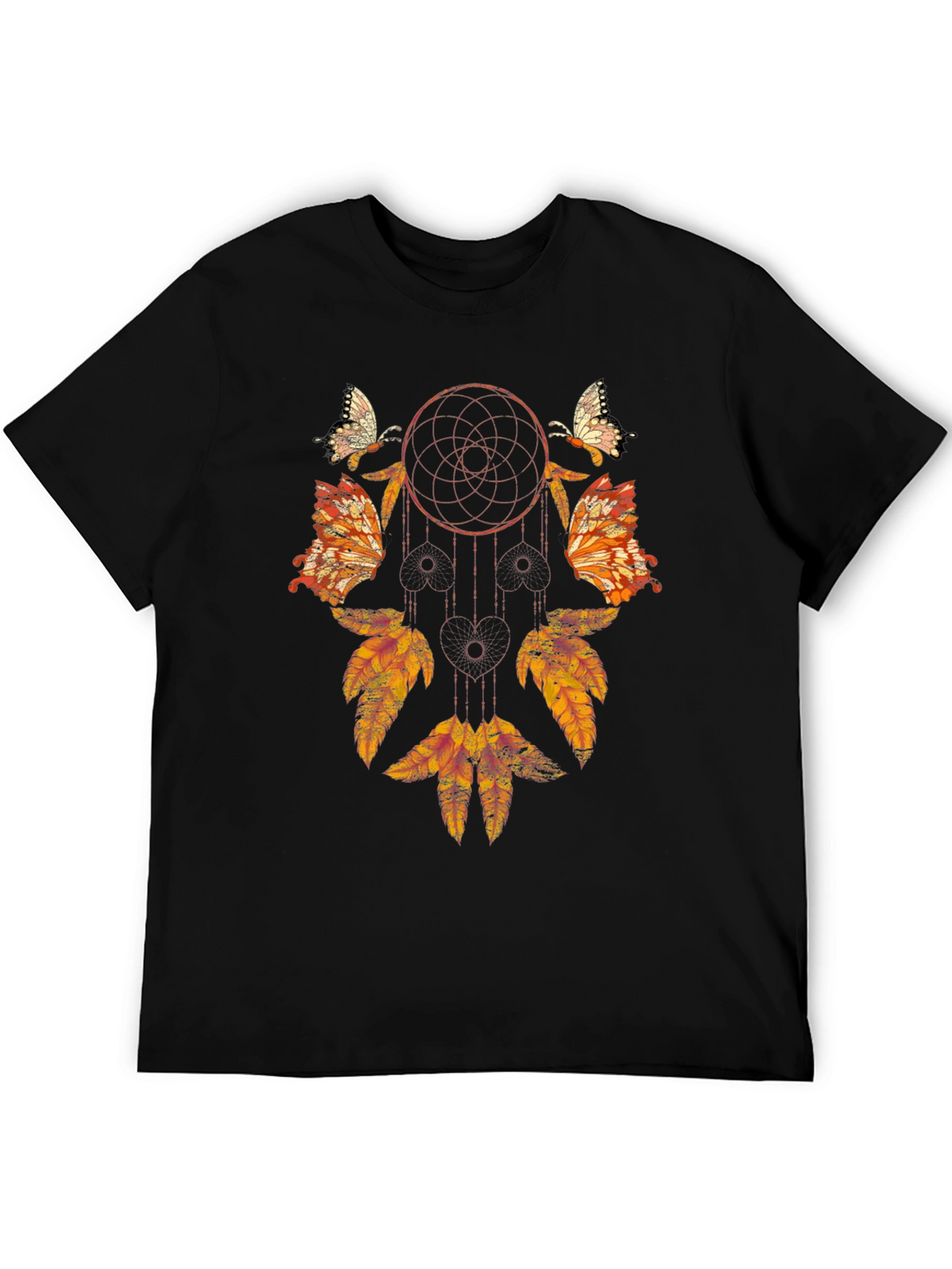Dreamcatcher Butterfly Graphic Tee - Stylish Black Shirt