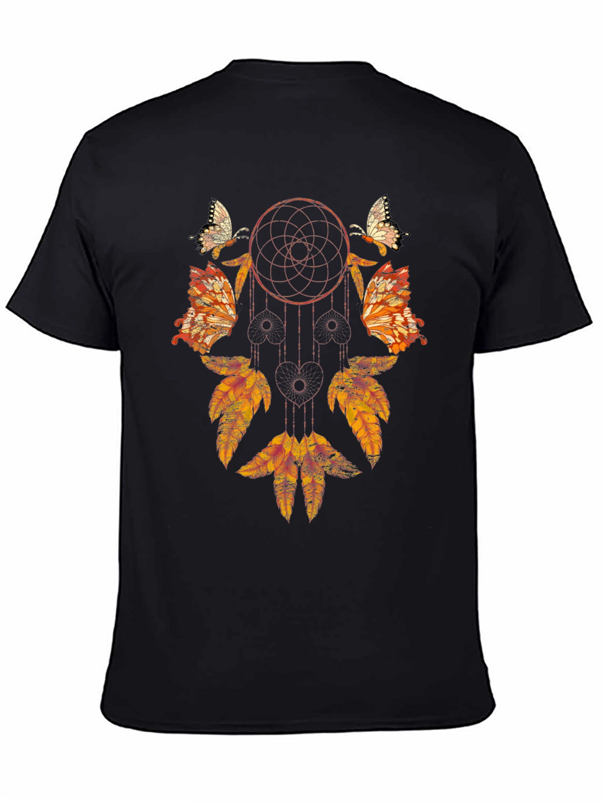 Dreamcatcher Butterfly Graphic Tee - Stylish Black Shirt