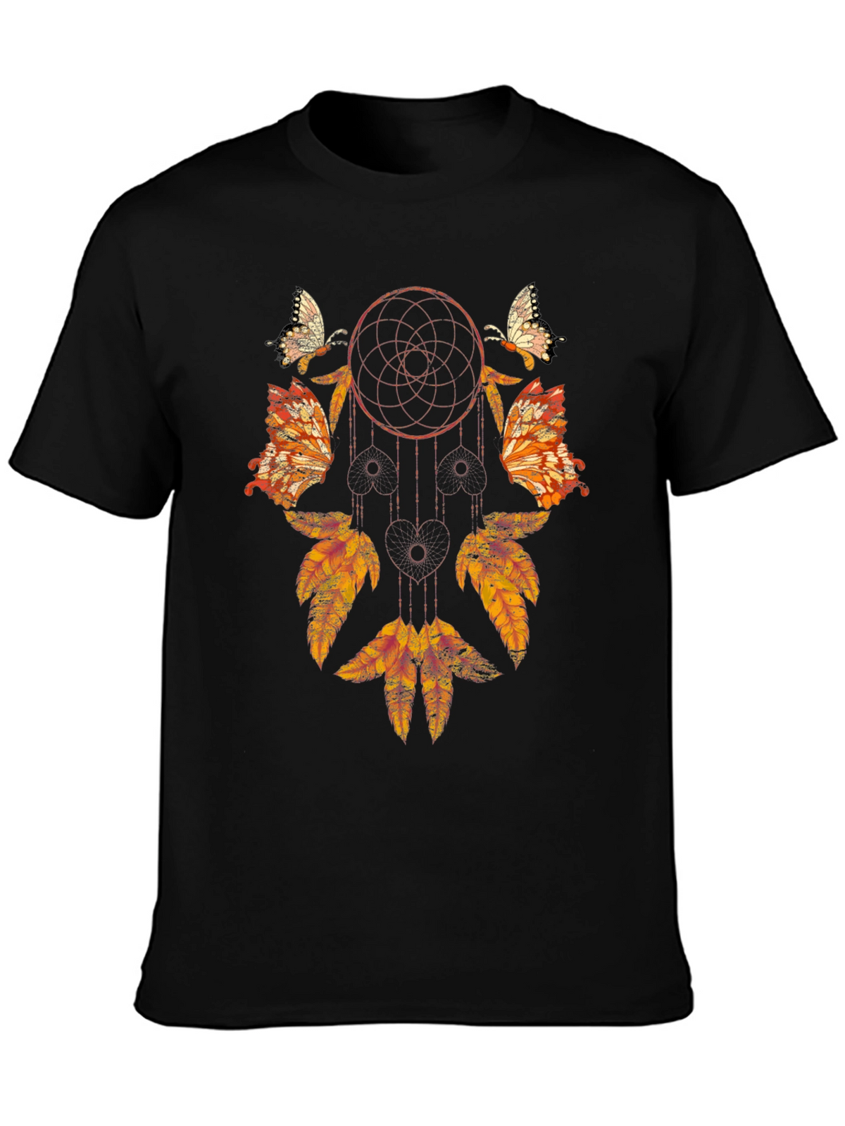 Dreamcatcher Butterfly Graphic Tee - Stylish Black Shirt