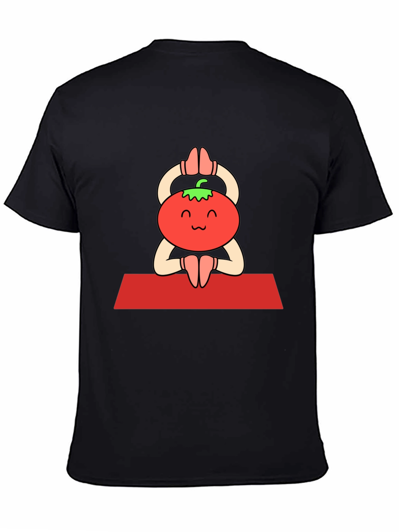 Tomato Yoga Pose Black T-Shirt