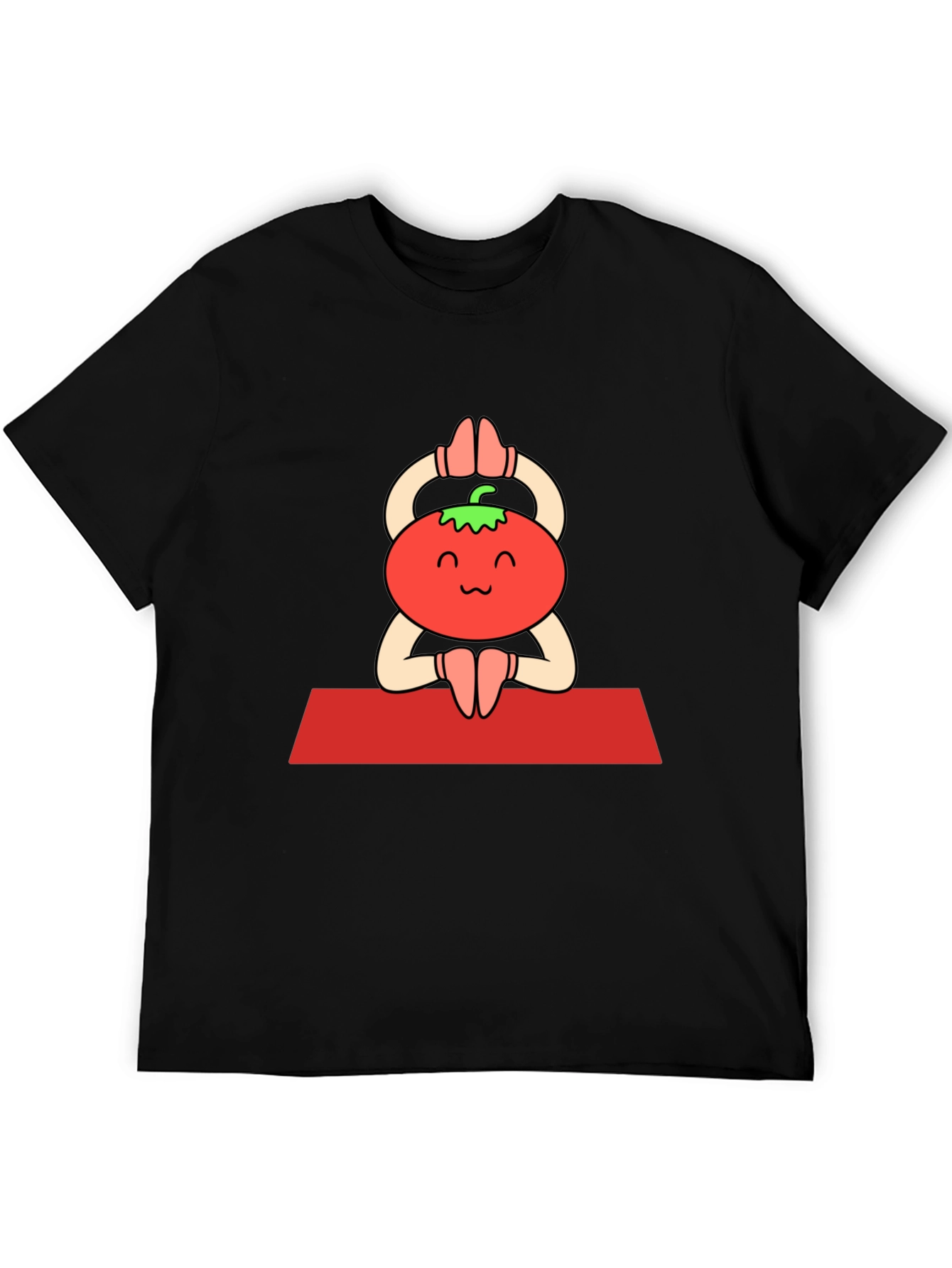 Tomato Yoga Pose Black T-Shirt
