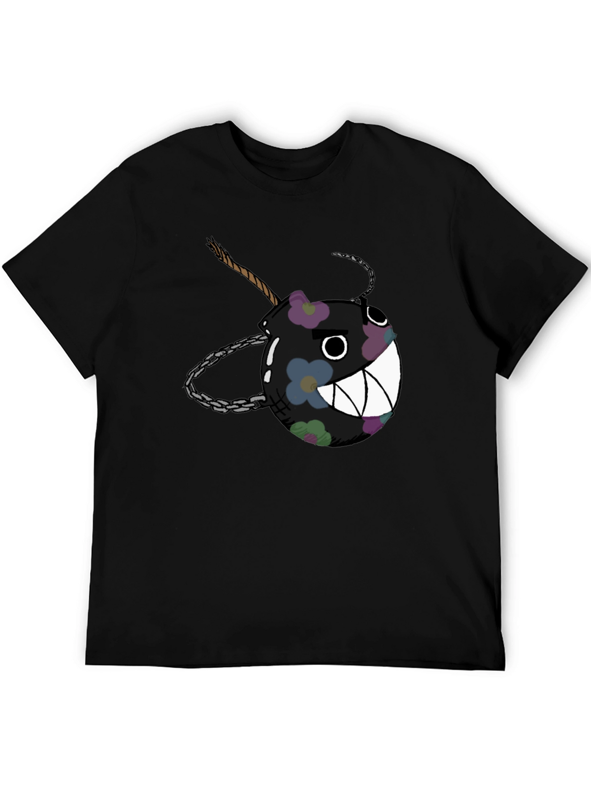 Floral Bomb Graphic Tee - Casual Black T-Shirt
