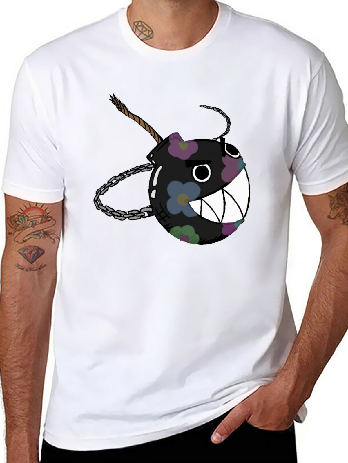 Floral Bomb Graphic Tee - Casual Black T-Shirt
