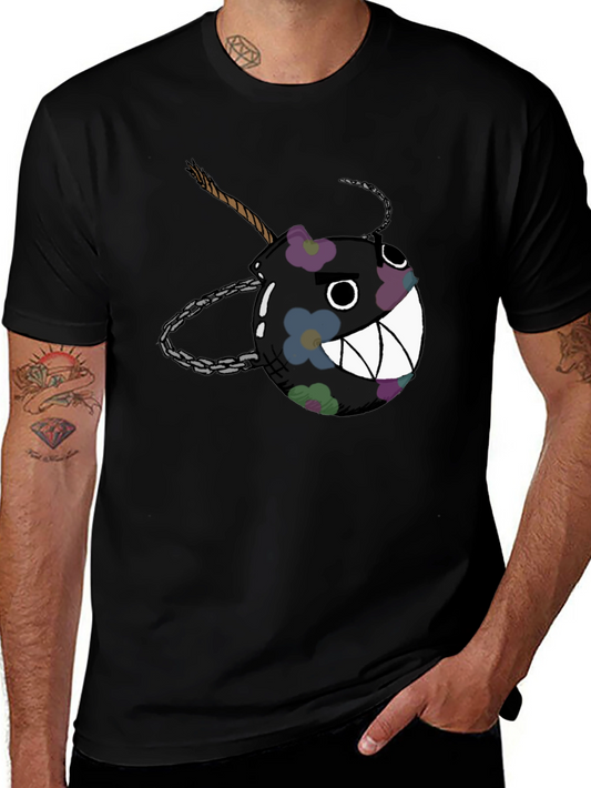 Floral Bomb Graphic Tee - Casual Black T-Shirt