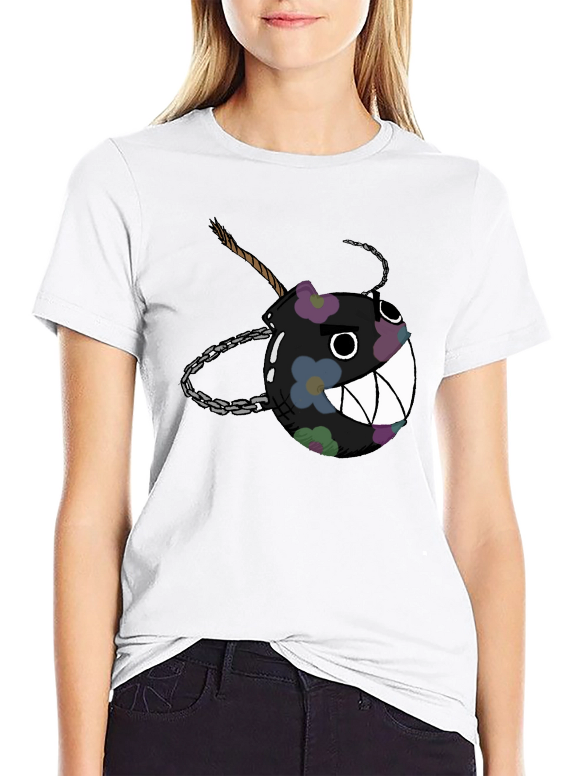 Floral Bomb Graphic Tee - Casual Black T-Shirt