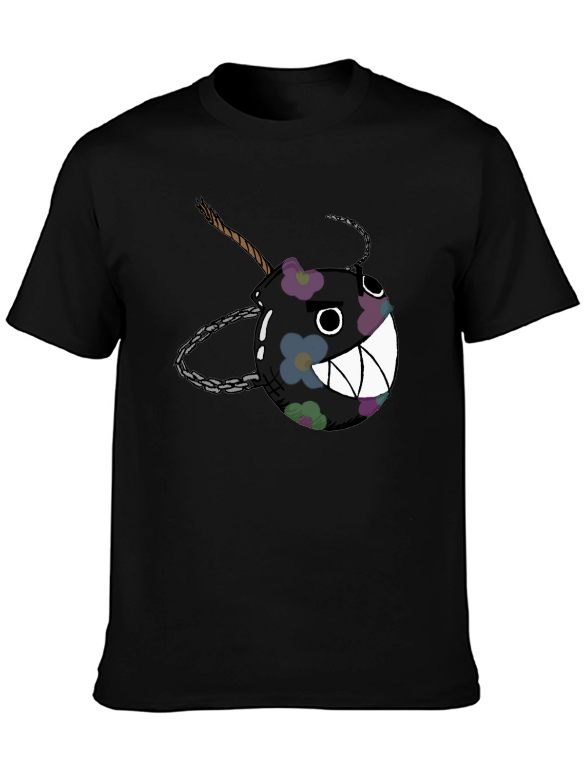 Floral Bomb Graphic Tee - Casual Black T-Shirt