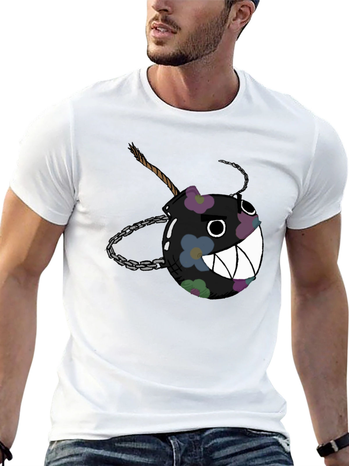 Floral Bomb Graphic Tee - Casual Black T-Shirt