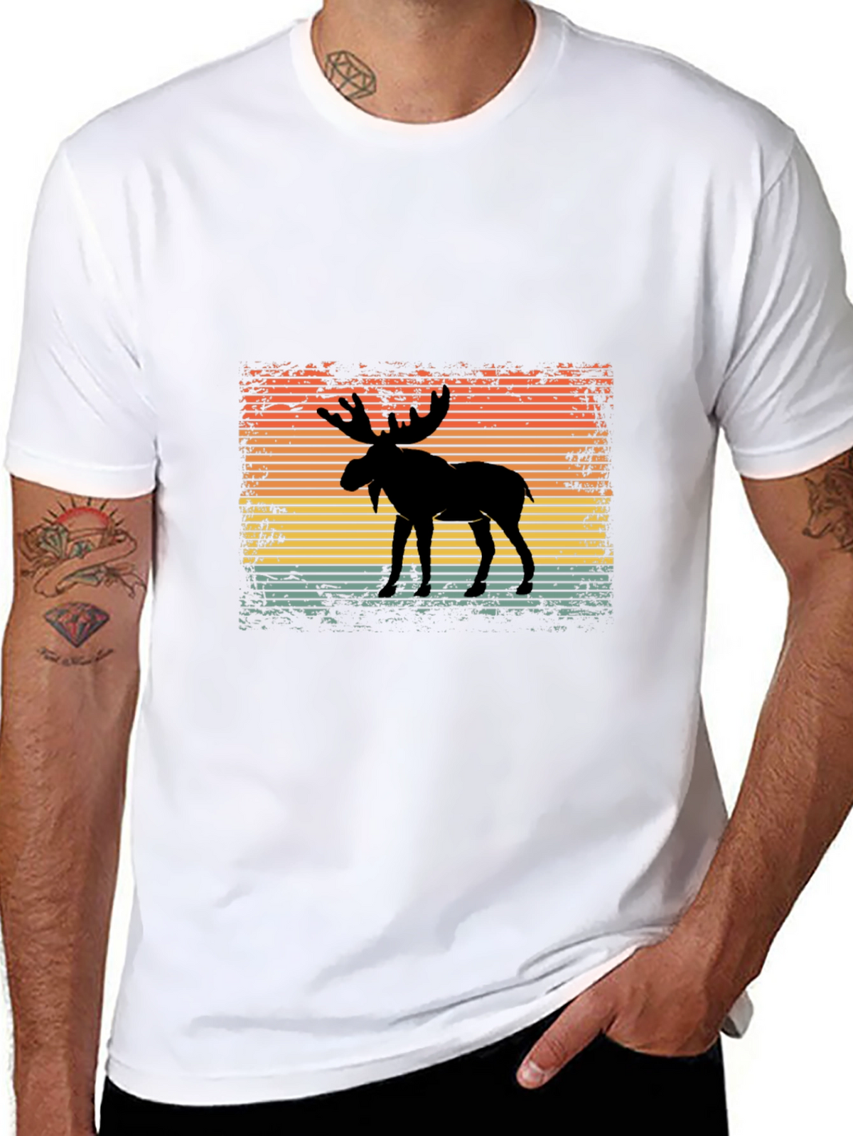 Moose Silhouette Sunset Graphic Tee