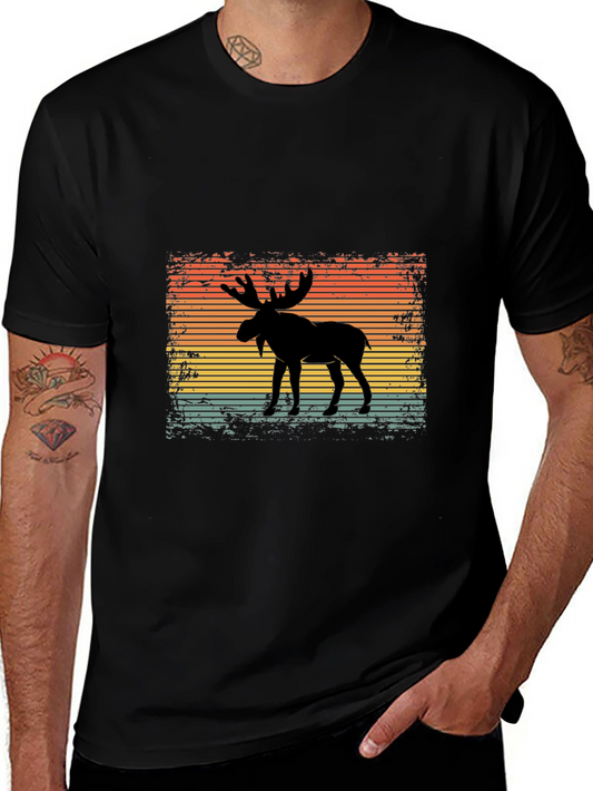 Moose Silhouette Sunset Graphic Tee