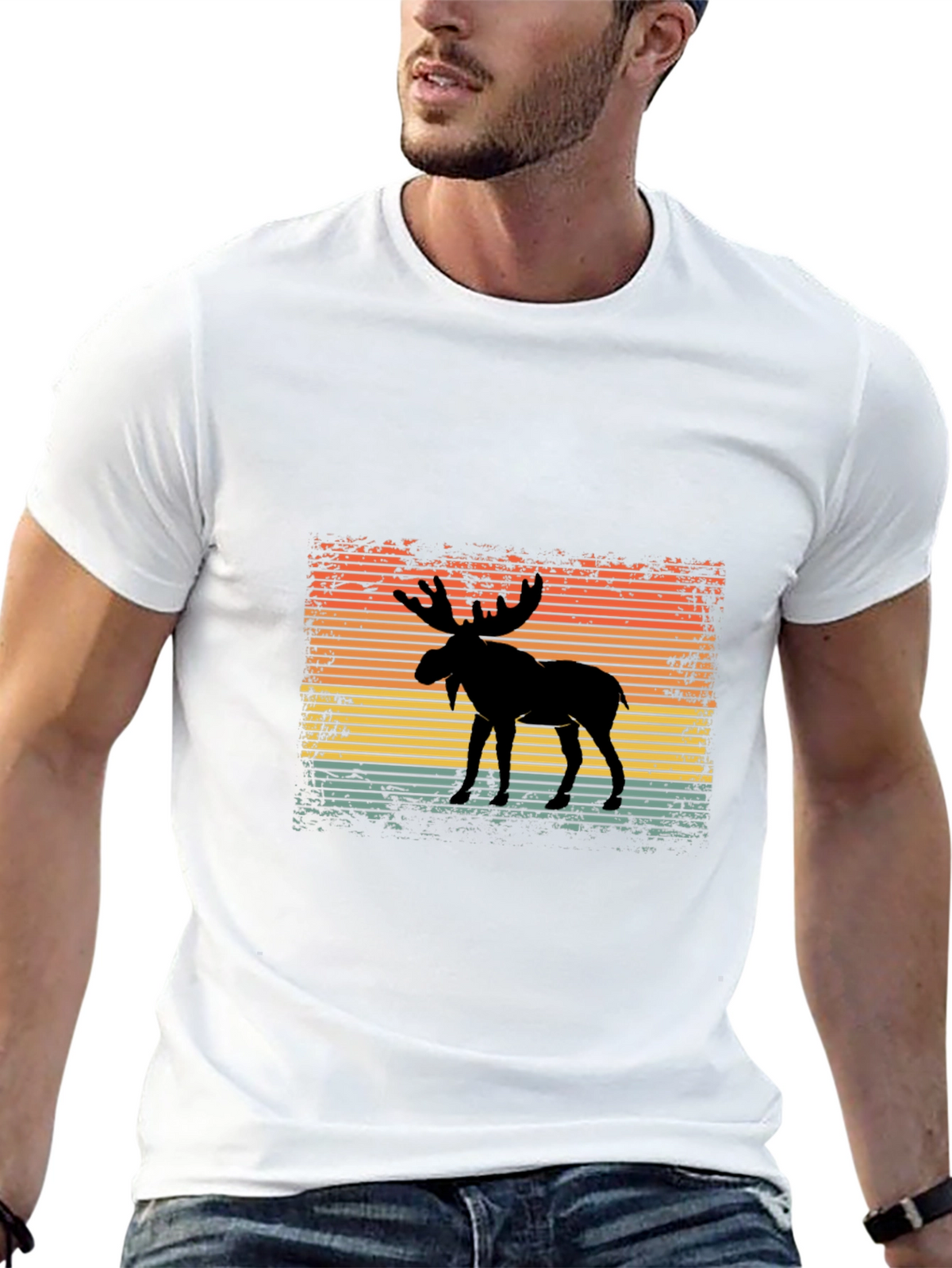 Moose Silhouette Sunset Graphic Tee