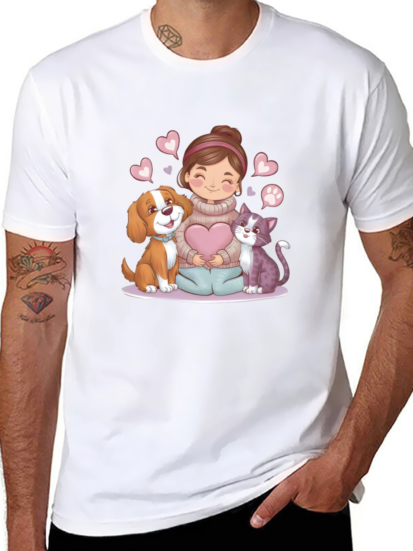Cute Cartoon Pet Lover T-Shirt
