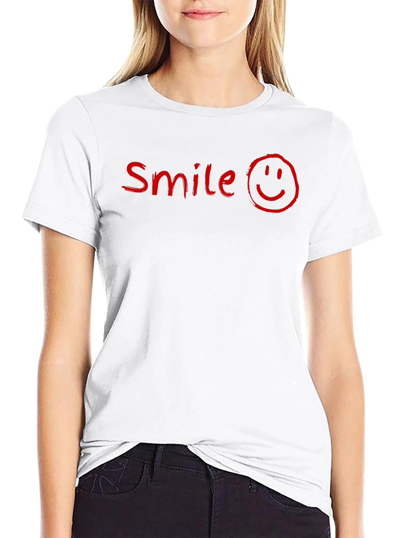 Smile Graphic Print Black T-Shirt