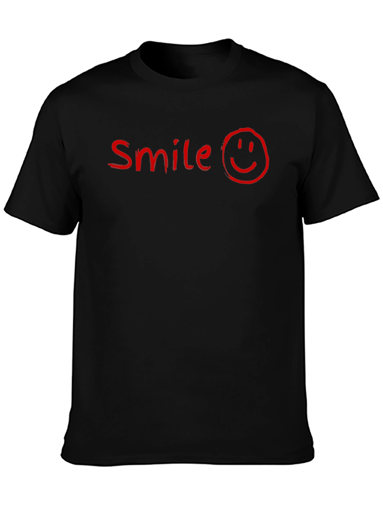 Smile Graphic Print Black T-Shirt