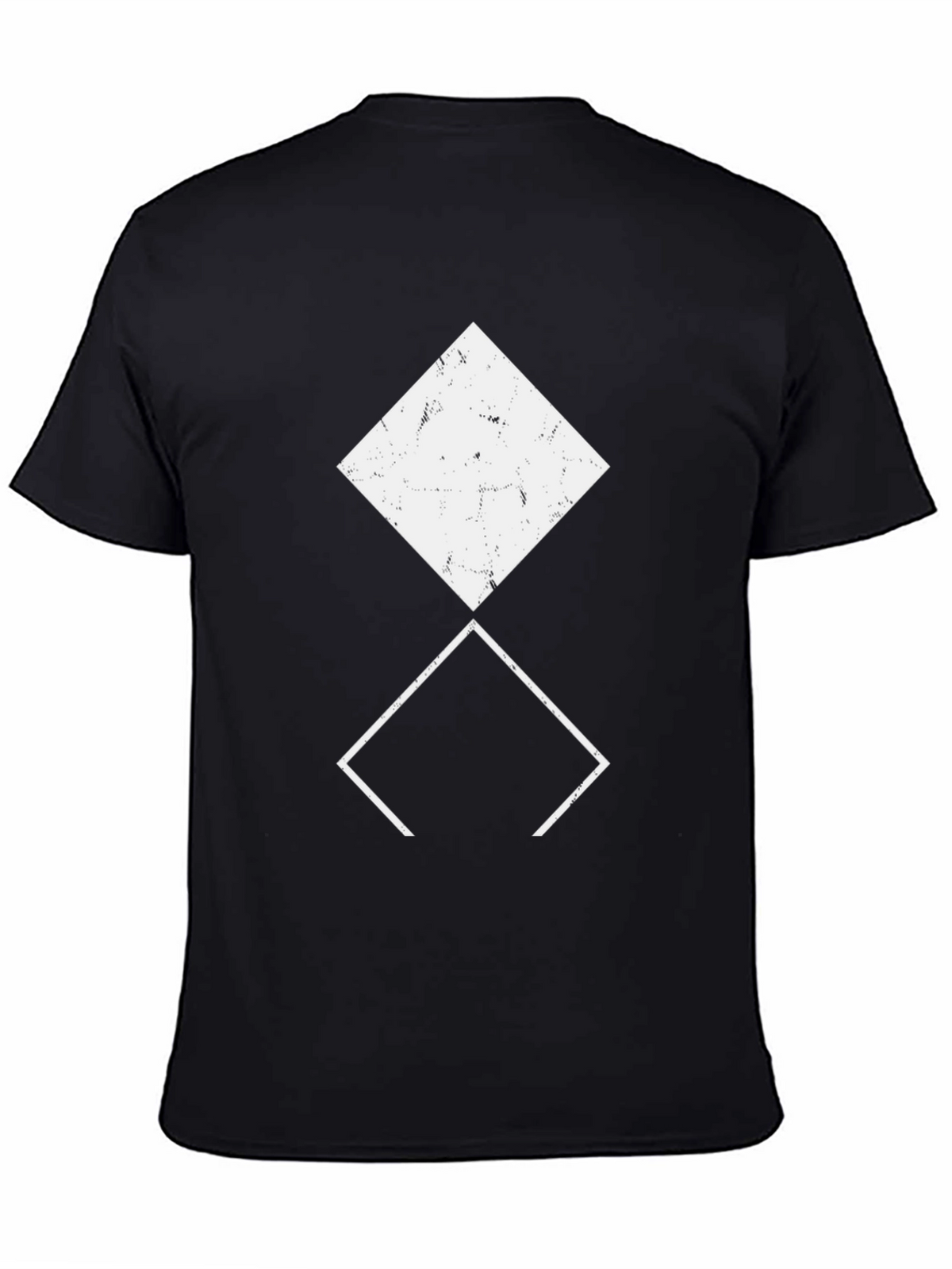 Geometric Diamond Print Black T-Shirt