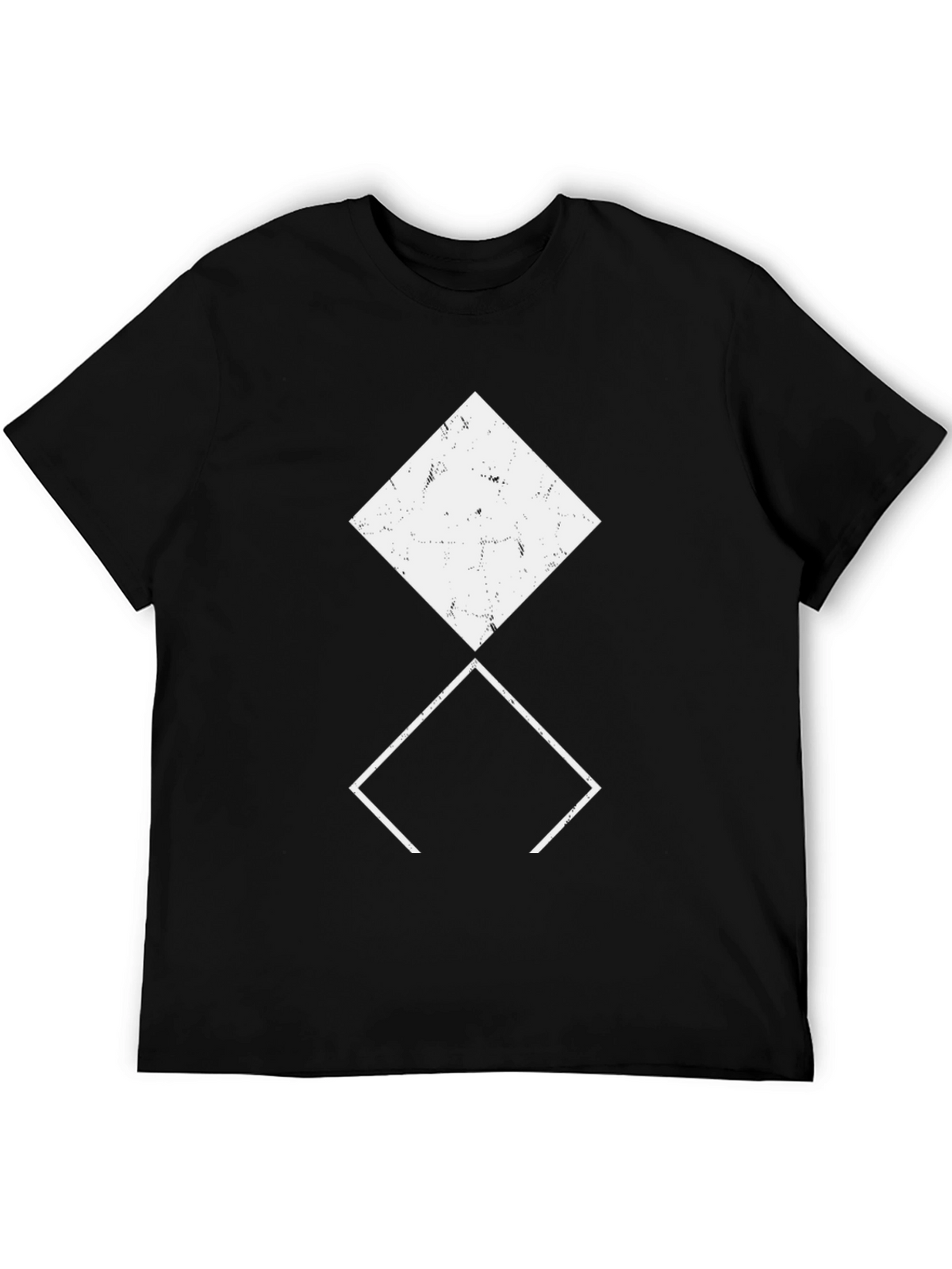 Geometric Diamond Print Black T-Shirt