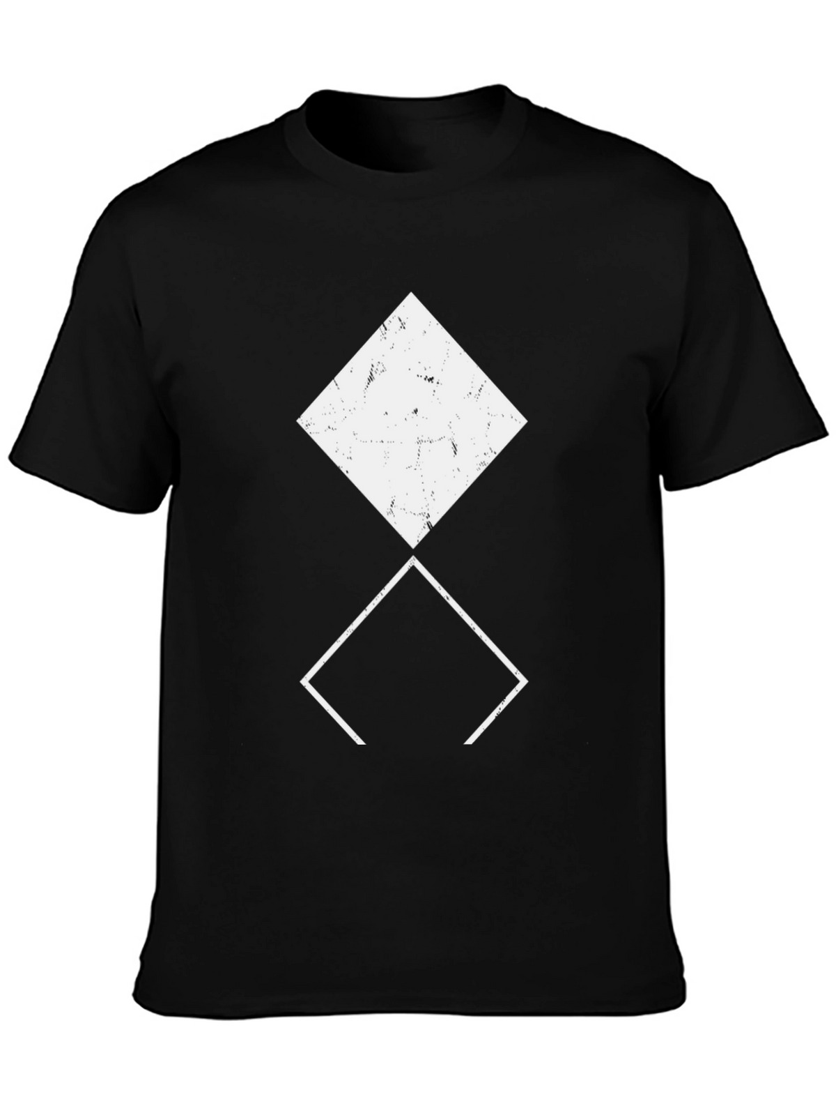 Geometric Diamond Print Black T-Shirt