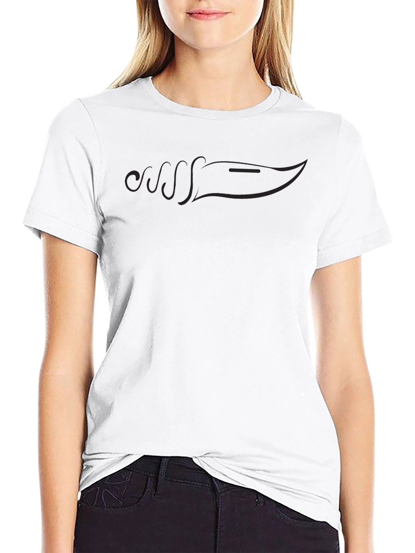 Stealthy Black Knife Graphic Tee - Modern Style