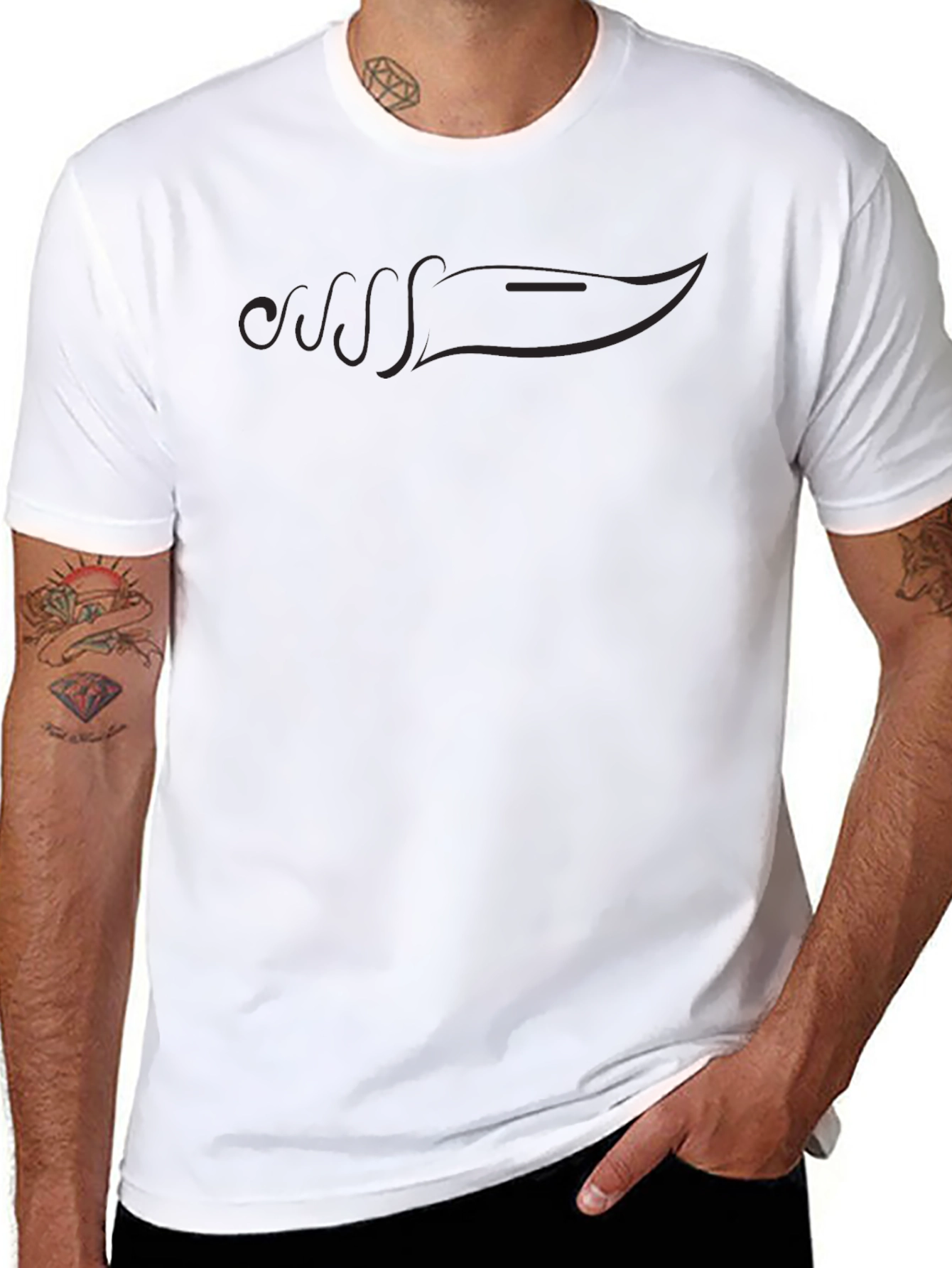 Stealthy Black Knife Graphic Tee - Modern Style