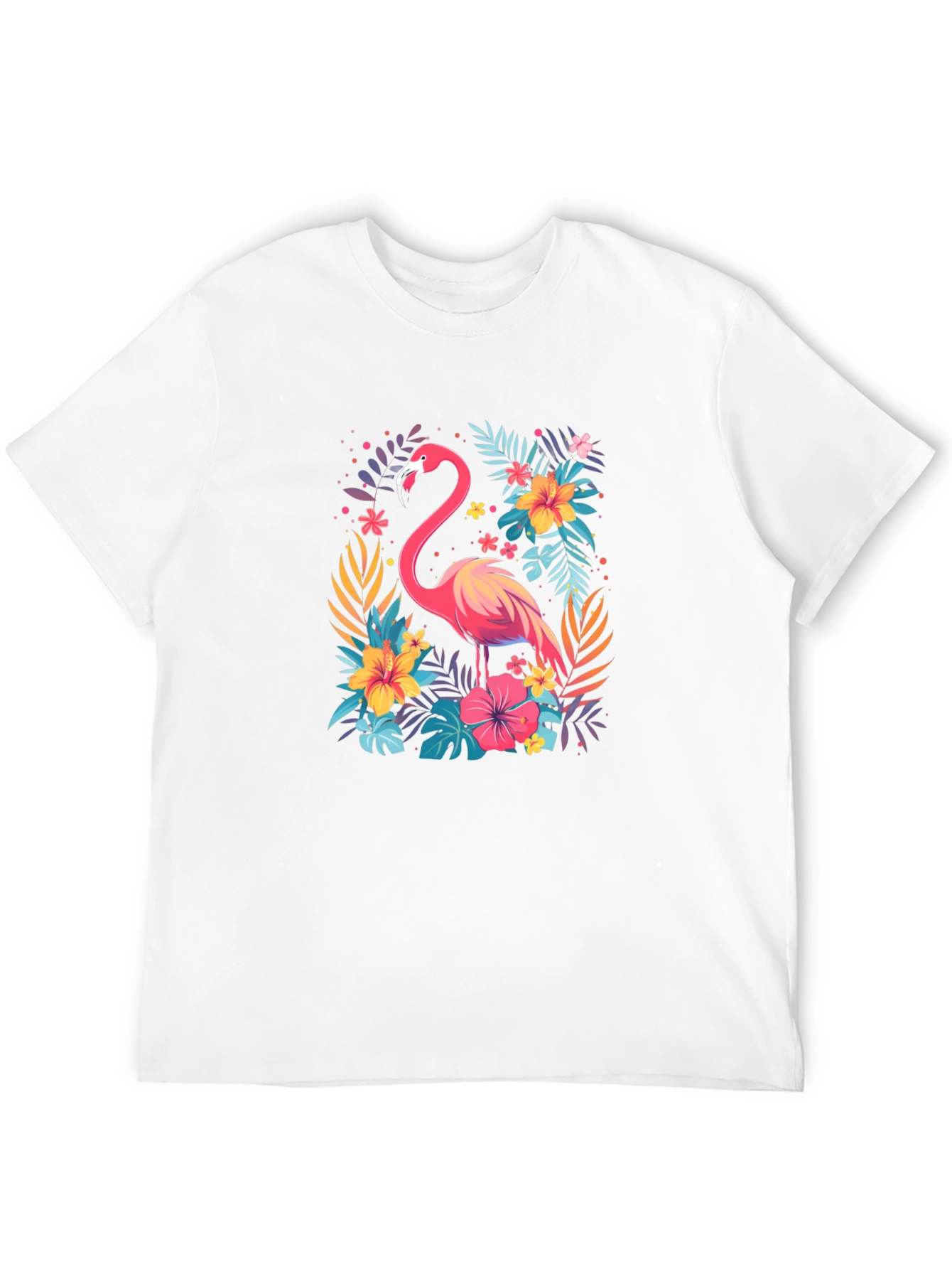 Tropical Flamingo Graphic Tee - Stylish Black T-Shirt