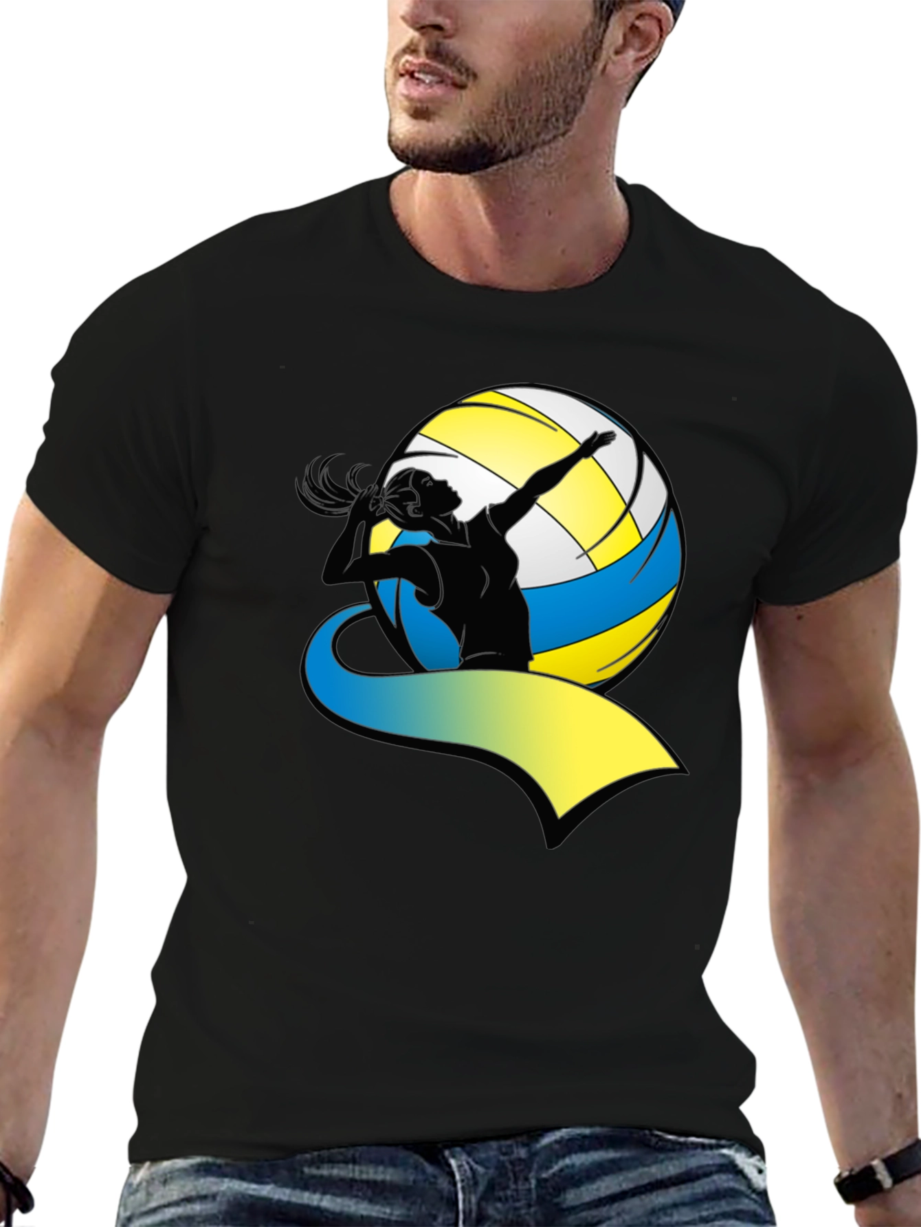 Volleyball Player Graphic Tee - Black