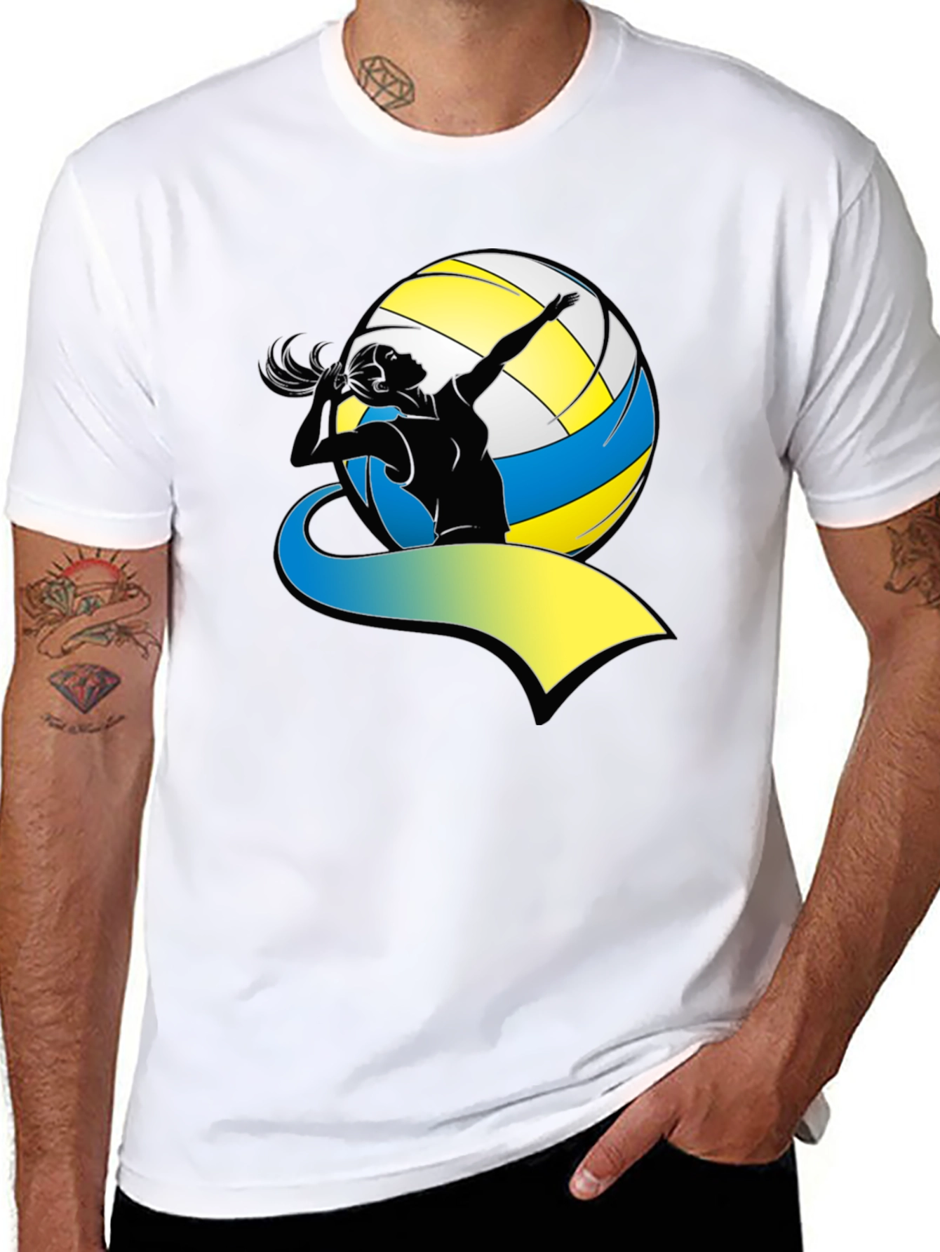 Volleyball Player Graphic Tee - Black