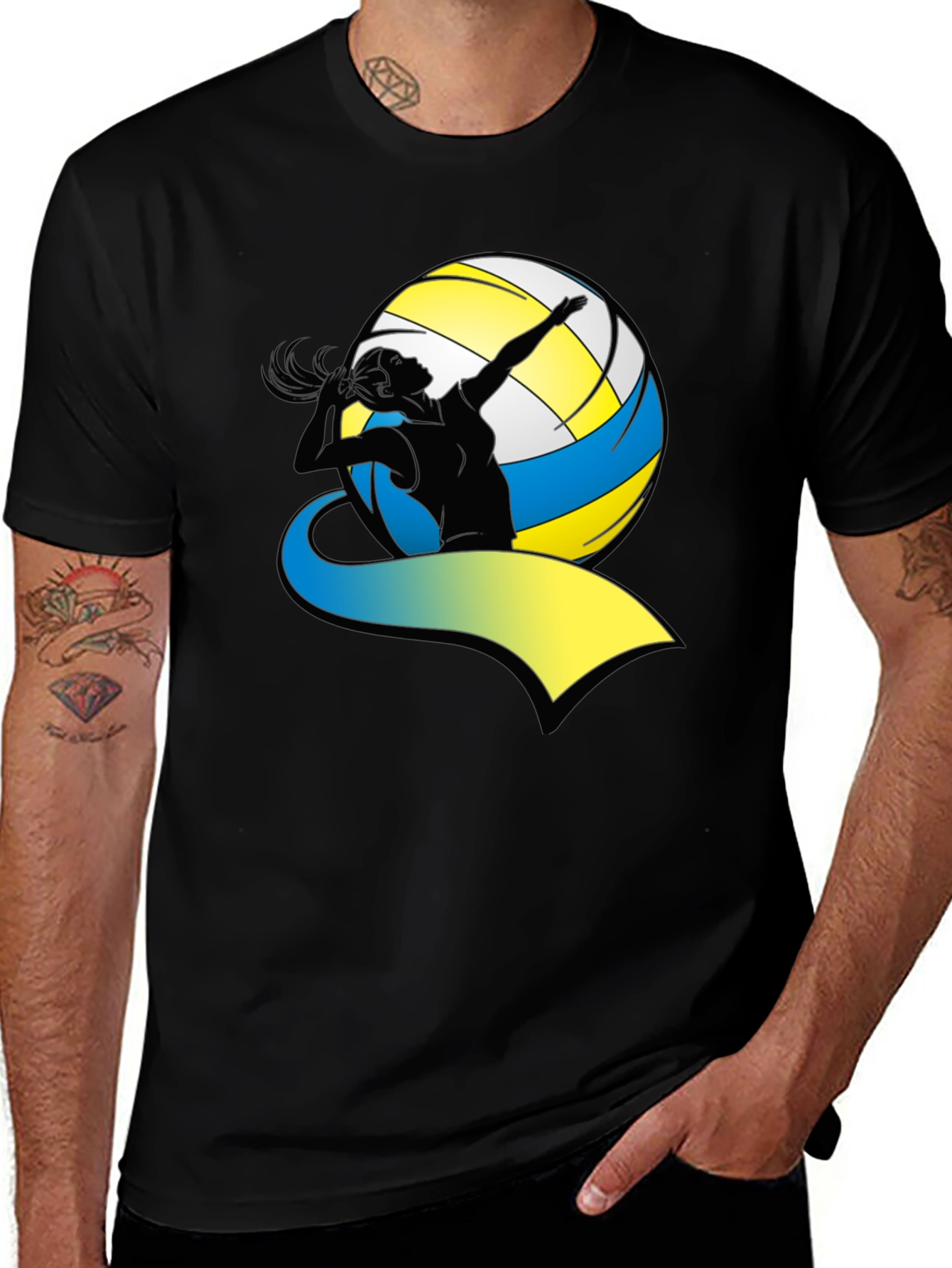 Volleyball Player Graphic Tee - Black